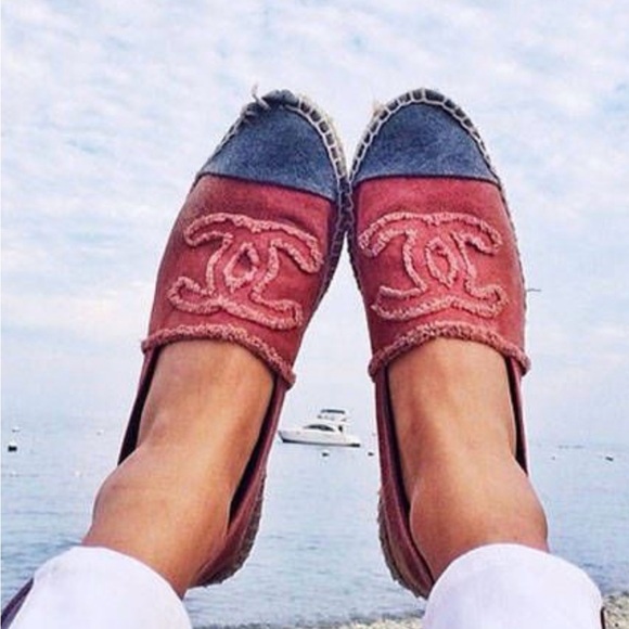 CHANEL Shoes - Authentic Chanel size 37 Red and blue denim espadrilles